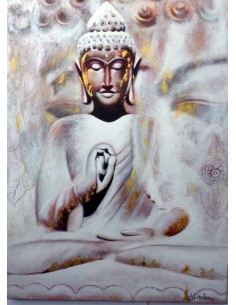Quadro dipinto Buddha cm 120x90 testata letto viso Budda...