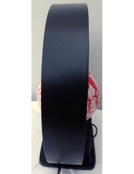 Lampada da tavolo nera in MDF e sfera in resina bianca e rossa cm 40x46x42h cimabella