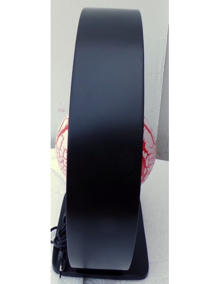 Lampada da tavolo nera in MDF e sfera in resina bianca e rossa cm 40x46x42h cimabella