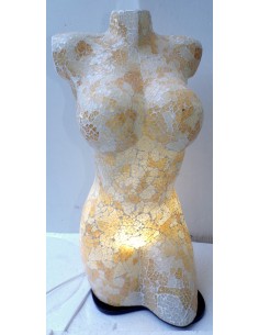 Lampada da tavolo busto di donna in resina e mosaico oro... 2