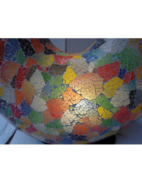 Lampada da tavolo sferica a ciambella in resina e mosaico multicolor idea regalo