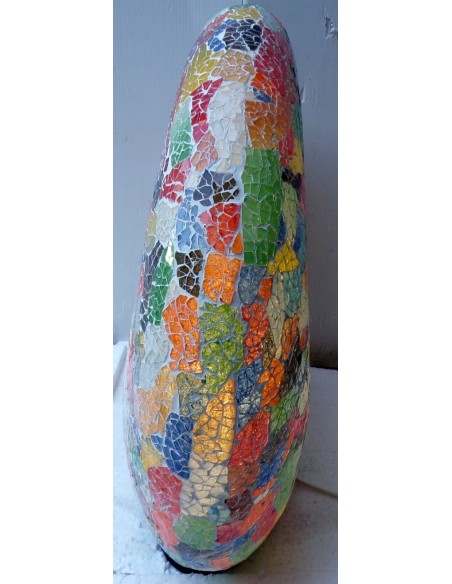 Lampada da tavolo sferica a ciambella in resina e mosaico multicolor idea regalo