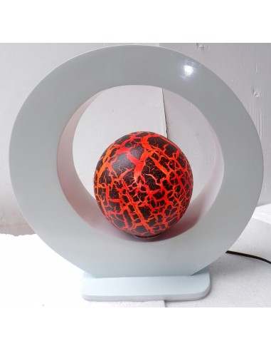 Lampada da tavolo bianca in MDF e sfera in...