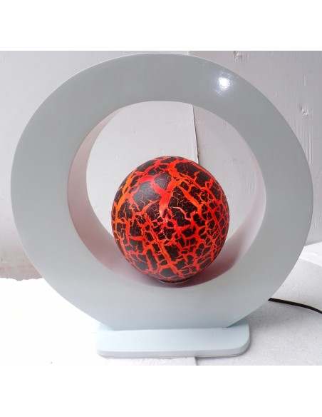 Lampada da tavolo bianca in MDF e sfera in resina nera e rossa cm 40x46x42h ciamabella