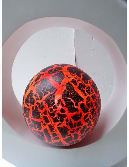 Lampada da tavolo bianca in MDF e sfera in resina nera e rossa cm 40x46x42h ciamabella