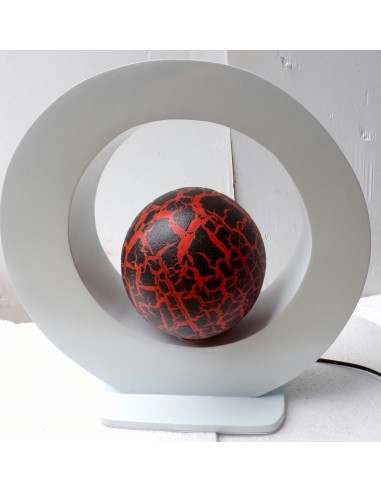 Lampada da tavolo bianca in MDF e sfera in...