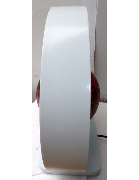 Lampada da tavolo bianca in MDF e sfera in resina nera e rossa cm 40x46x42h ciamabella