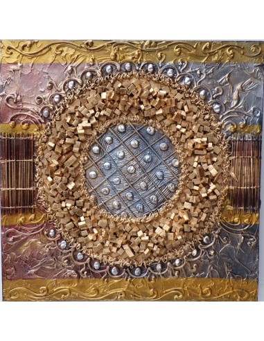 Quadro astratto texture cm 50x50 oro dipinto a...