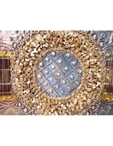 Quadro astratto texture cm 50x50 oro dipinto a mano tela cotone telaio legno D