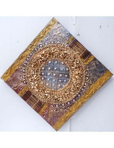 Quadro astratto texture cm 50x50 oro dipinto a...