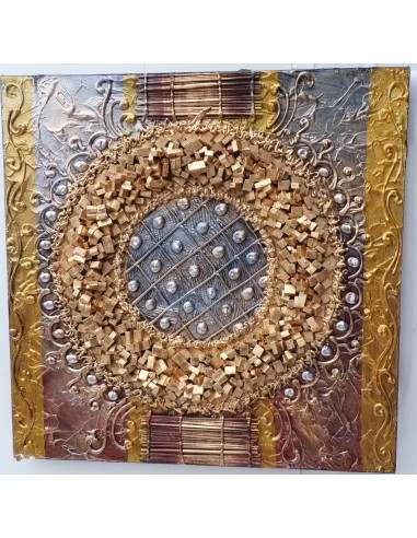 Quadro astratto texture cm 50x50 oro dipinto a...