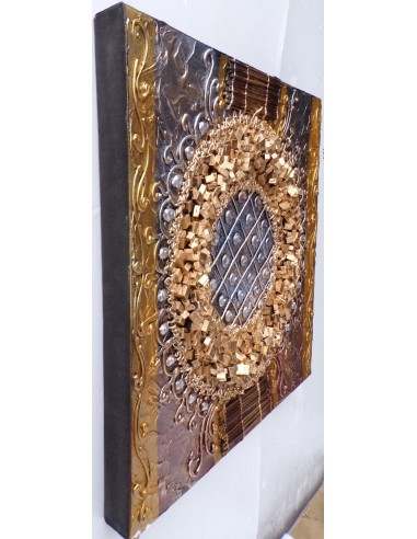 Quadro astratto texture cm 50x50 oro dipinto a...