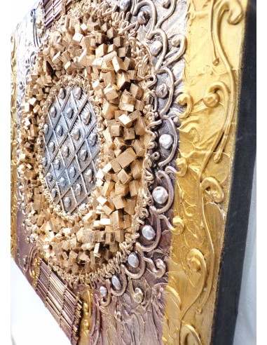Quadro astratto texture cm 50x50 oro dipinto a...