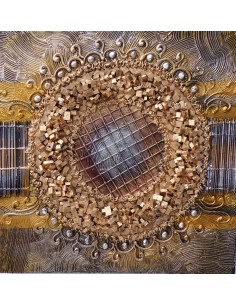 Quadro astratto texture cm 50x50 oro dipinto a mano tela... 2