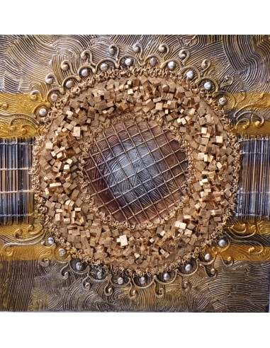 Quadro astratto texture cm 50x50 oro dipinto a...