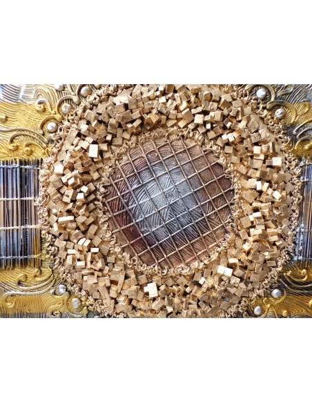 Quadro astratto texture cm 50x50 oro dipinto a mano tela cotone telaio legno E