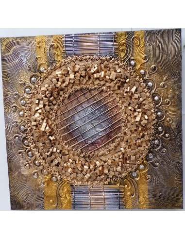 Quadro astratto texture cm 50x50 oro dipinto a...