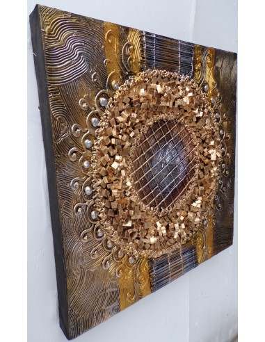 Quadro astratto texture cm 50x50 oro dipinto a...