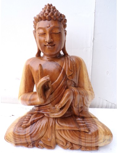 Statua di Buddha in legno massello suar...