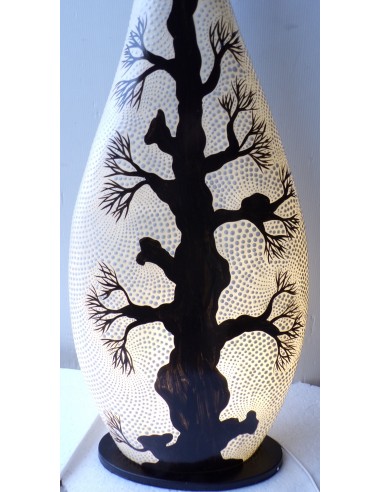 Lampada da tavolo in resina a bottiglia bianca...