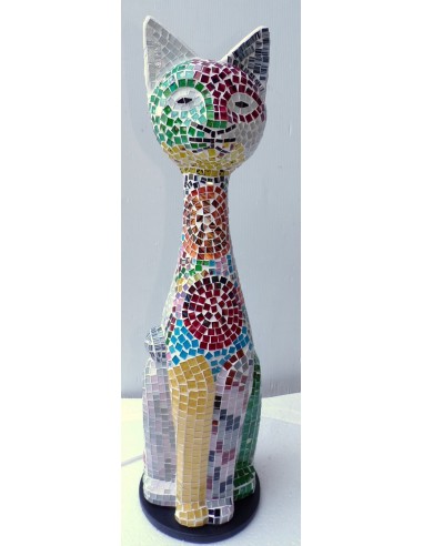 Lampada abatjour gatto cm 60 in resina e...