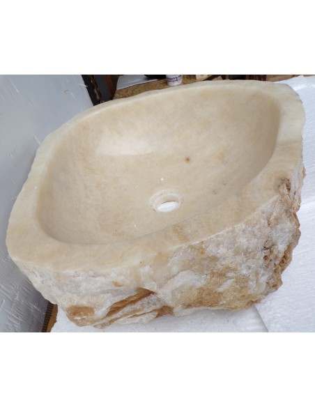 Lavandino in onice trasparente pietra dpm063 cm 45x46x15 crema sasso lavabo sink