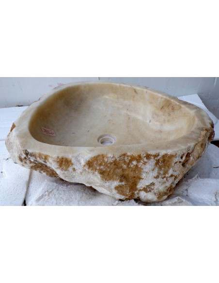 Lavandino in onice trasparente pietra dpm073 cm 53x47x15 crema sasso lavabo sink