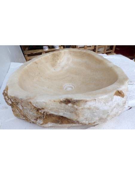 Lavandino in onice trasparente pietra dpm073 cm 53x47x15 crema sasso lavabo sink