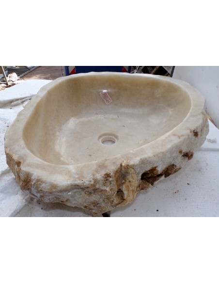 Lavandino in onice trasparente pietra dpm073 cm 53x47x15 crema sasso lavabo sink