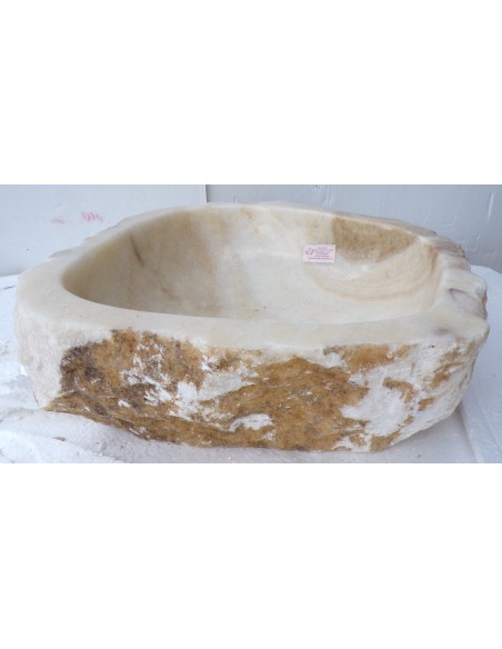 Lavandino in onice trasparente pietra dpm077 cm 48x44x15 crema sasso lavabo sink