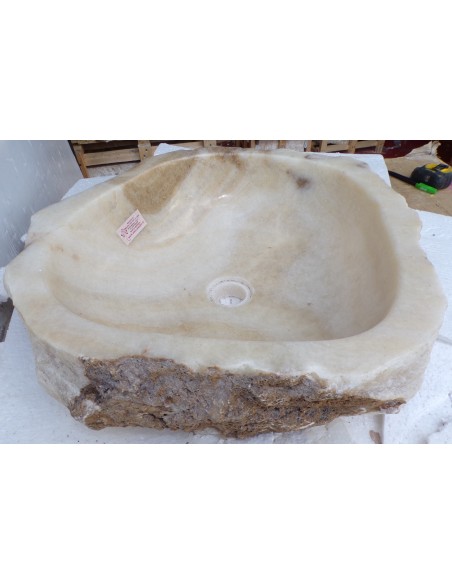 Lavandino in onice trasparente pietra dpm077 cm 48x44x15 crema sasso lavabo sink