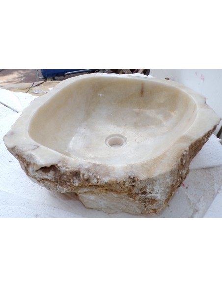 Lavandino in onice trasparente pietra dpm077 cm 48x44x15 crema sasso lavabo sink