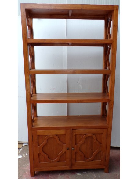 Libreria in legno di teak naturale cm 100x35x200h 2 ante