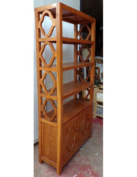Libreria in legno di teak naturale cm 100x35x200h 2 ante