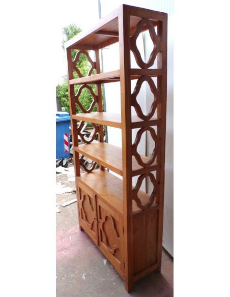 Libreria in legno di teak naturale cm 100x35x200h 2 ante