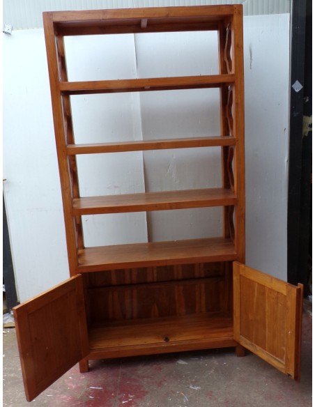 Libreria in legno di teak naturale cm 100x35x200h 2 ante