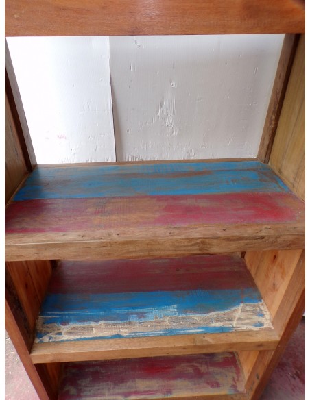 Libreria in teak legno riciclato da imbarcazioni industrial cm 80x40x180h