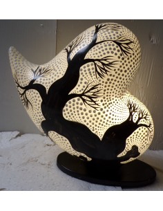 Lampada da tavolo con base in legno mdf nera a cuore...