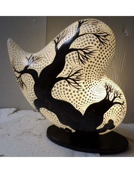 Lampada da tavolo con base in legno mdf nera a cuore bianco love heart cm 30x12x30h