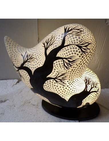 Lampada da tavolo con base in legno mdf nera a...