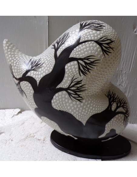 Lampada da tavolo con base in legno mdf nera a cuore bianco love heart cm 30x12x30h