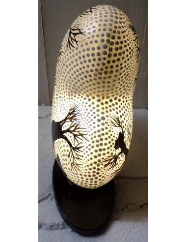 Lampada da tavolo con base in legno mdf nera a...