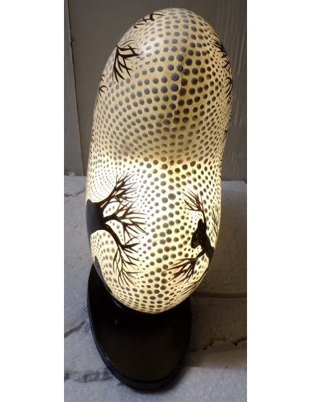 Lampada da tavolo con base in legno mdf nera a cuore bianco love heart cm 30x12x30h