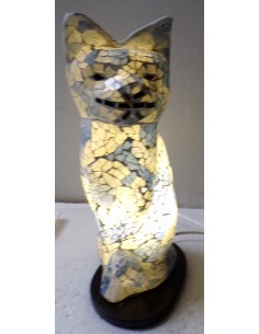 Lampada abatjour gatto cm 30 in resina e mosaico blu e... 2