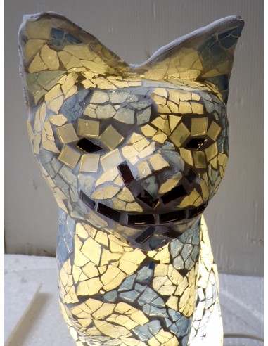 Lampada abatjour gatto cm 30 in resina e...