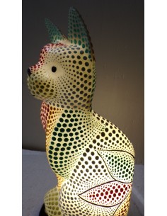 Lampada abatjour gatto cm 30 in resina dipinta con... 2