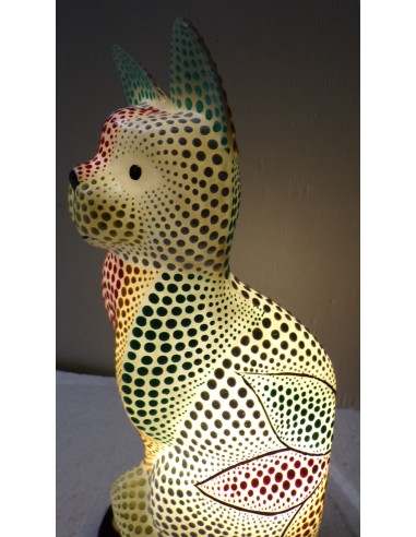 Lampada abatjour gatto cm 30 in resina dipinta...