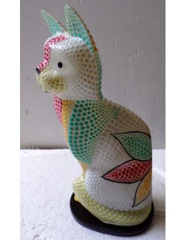 Lampada abatjour gatto cm 30 in resina dipinta...