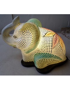 Lampada abatjour elefante cm 35 in resina dipinta celeste... 2