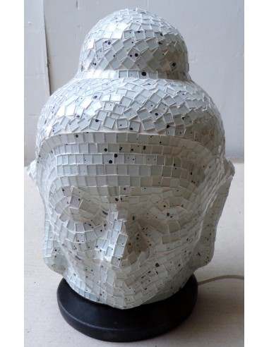 Lampada abatjour Testa di Buddha in resina e...